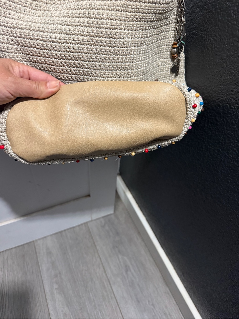The Sak Cream Crochet Shoulder Bag with Multicolor Beads - Picture 3 of 5